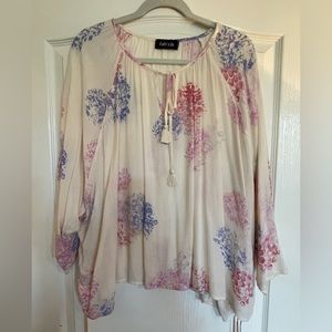 Fab’rik Women’s Peasant Style Casual Blouse Periwinkle, Fuchsia Size Medium